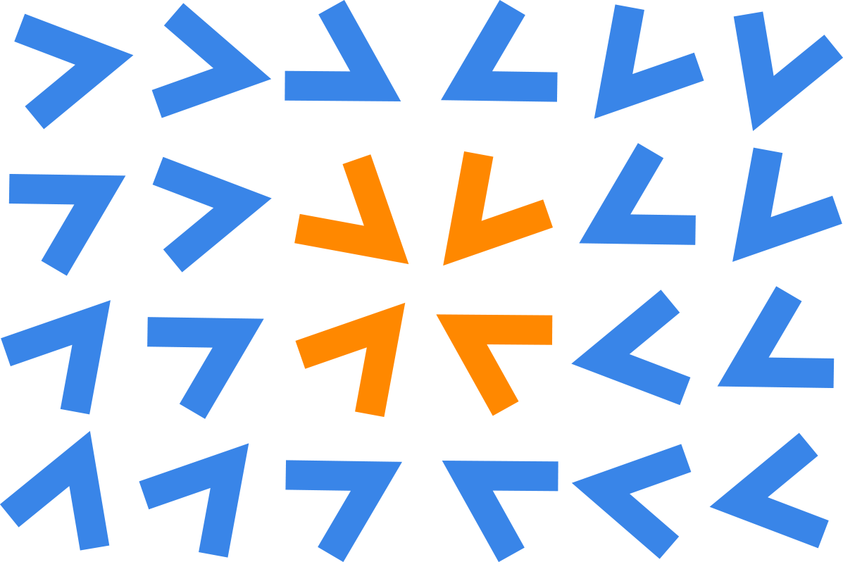 Picture of traingles pointing in the same direction. Symbolizing a swarm of birds.
